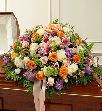 Cherished Memories Half Casket Cover Pastel