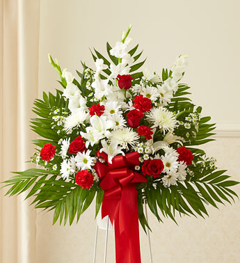 Heartfelt Sympathies Standing Basket - Red & White