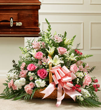 Sincerest Sympathies Fireside Basket - Pink & White