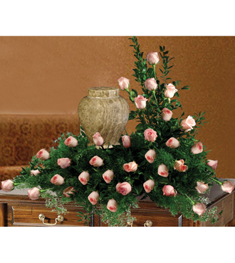 Urn Tribute In Pink Roses