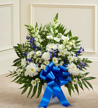 Heartfelt Tribute Floor Basket - Blue & White