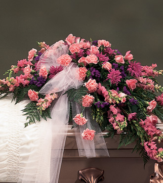 Casket Spray Styled in Monochromatic Pink