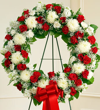 Serene Blessings Standing Wreath Bright - Red & White