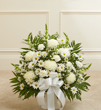 Heartfelt Tribute Floor Basket - White