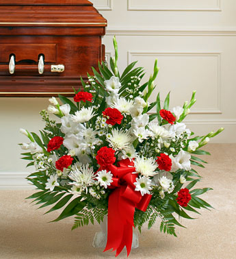 Heartfelt Tribute Floor Basket - Red & White
