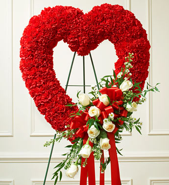 Red Open Heart with White Roses