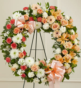 Serene Blessing Standing Wreath - Peach - Orange & White