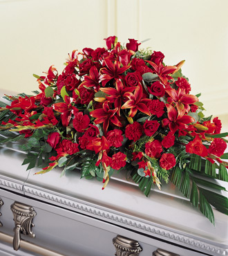 The Red Splendor Casket Spray