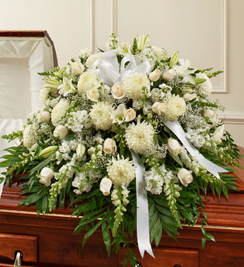 Cherished Memories Half Casket Cover White