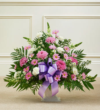 Heartfelt Tribute Floor Basket - Lavender & White